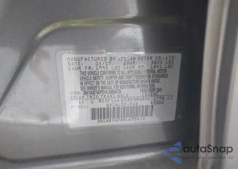 2017 Nissan Sentra Sv from USA, damaged, VIN 3N1AB7AP2HL695473